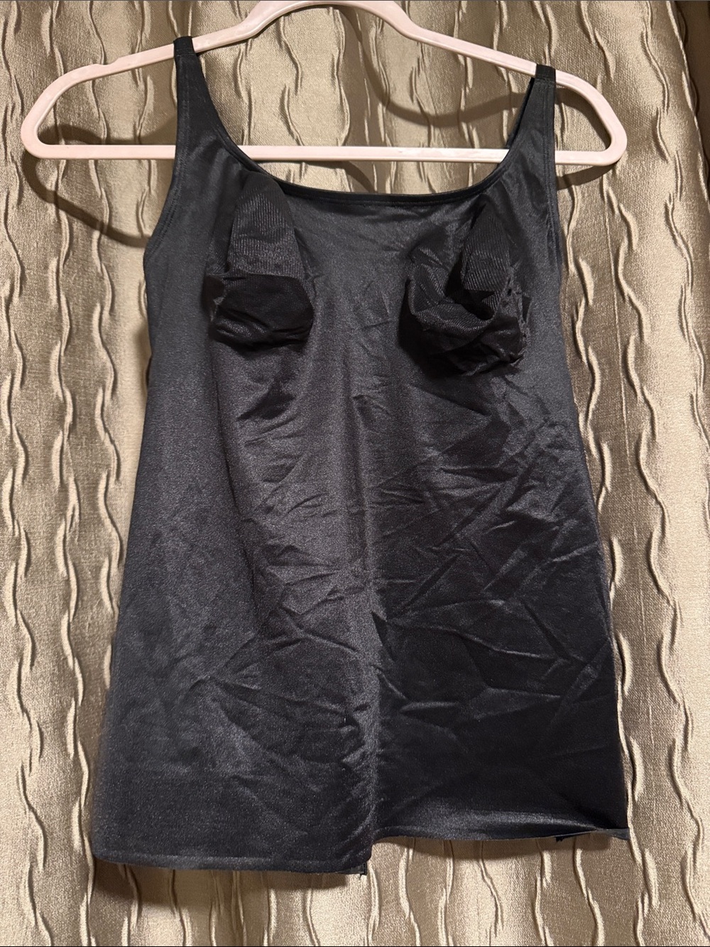 Ruby Ribbon Black Satin Tank light